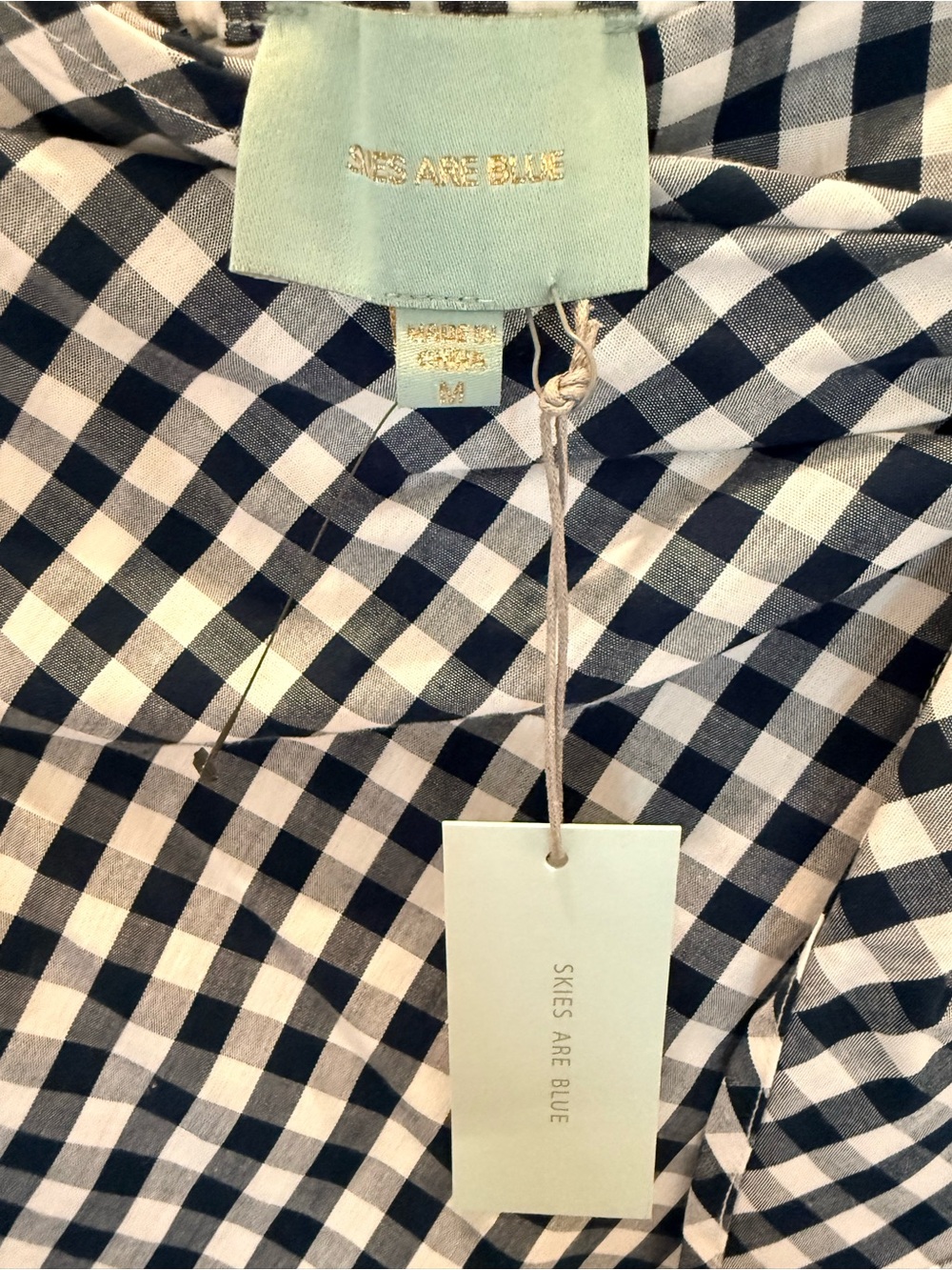 Skies are Blue Navy & White Gingham Wrap Skirt with Tie - Picture 4 of 5